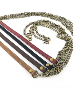 Manico per borsa con catena color bronzo con inserto in pelle, diametro 10 cm. Ideale per realizzare, personalizzare e riparare le tue borse