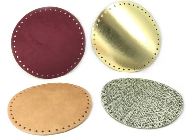 Fondi per borsa in pelle rotondi artigianali ed esclusivi, disponibili in vari colori, prodotti da manifattura italiana. Diametro 18 cm