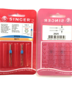Aghi Singer Gemello confezione da 2 aghi. Ogni blister contiene due aghi Singer doppi da 3mm.