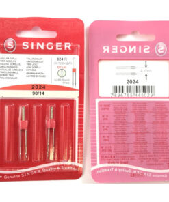 Aghi Singer Gemelli 90/4mm confezione da 2 aghi per tessuti normali. Ogni blister contiene due aghi Singer doppi da 4mm.