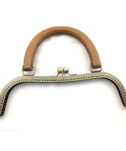 Clik Clak grande con legno 26 cm colore bronzo e argento. Ideale per chiusure borse, borselli, pochette e portamonete