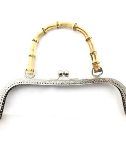 Clik Clak grande con bamboo 27 cm colore bronzo e argento. Ideale per chiusure borse, borselli, pochette e portamonete